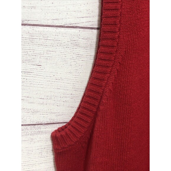 Chaps Ralph Lauren Men’s V-Neck Sweater Vest Sleeveless Logo 100% Cotton Red XL - Picture 4 of 9